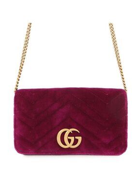 Gucci Chain Shoulder Bag GG Marmont Velour Quilted